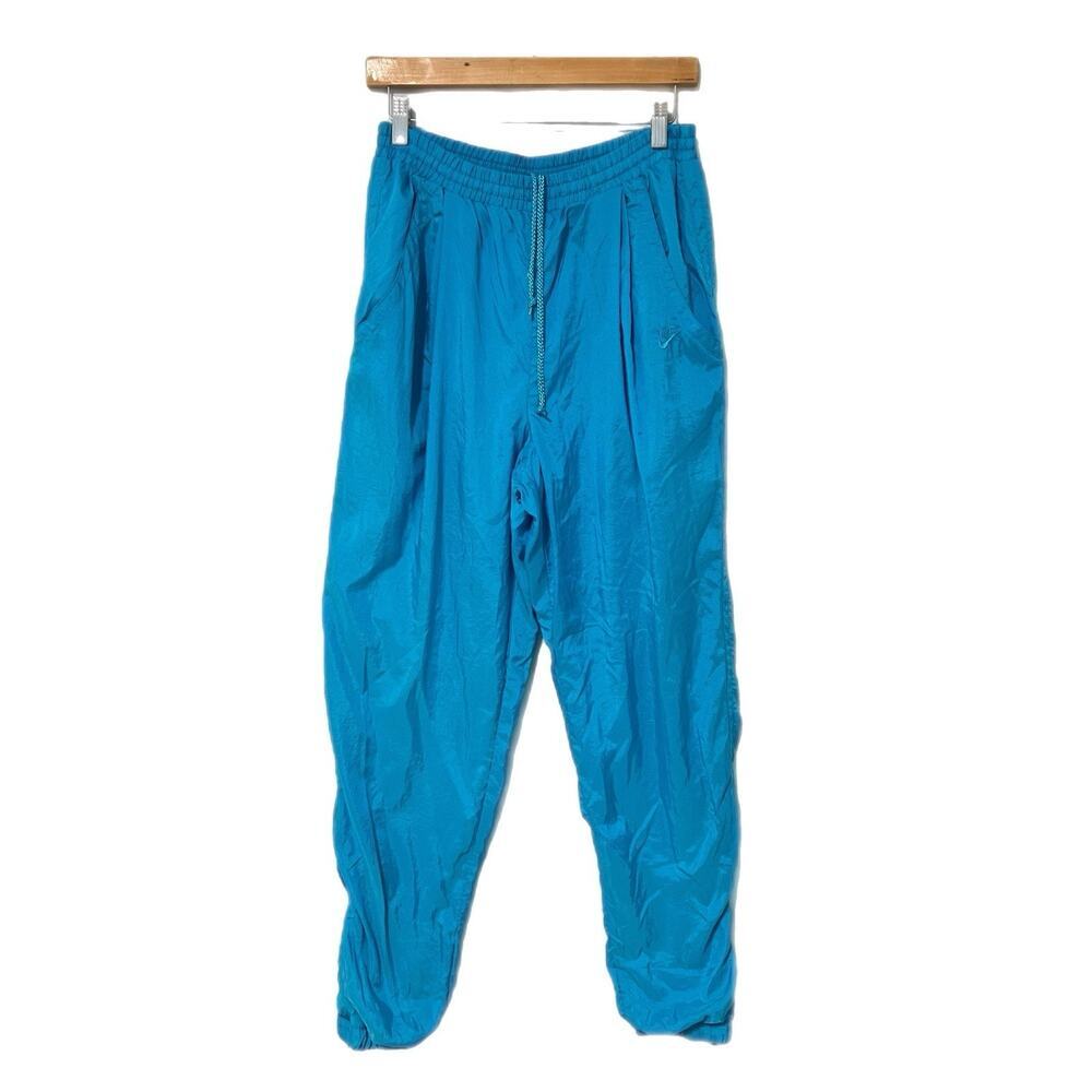 Vintage Nike Women’s Teal Nylon Windbreaker Track Pants Size L Lined 90’s